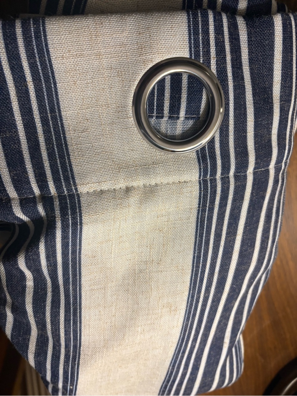 Blue and White Striped Grommet Curtain Panels - Picture 4 of 5